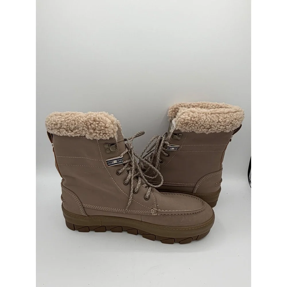Sperry Top Sider Women's Waterproof Insulated Boots Tan‎ Fleece Lined Lace Up